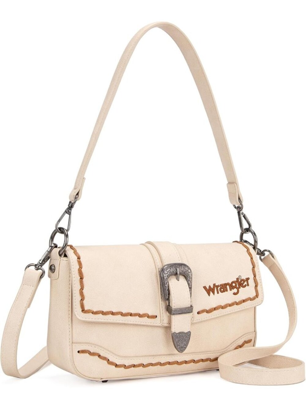 Vintage Cowgirl Crossbody Purse with Whipstitch & Fringe Detail, Western